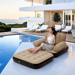 Inflatable Sofa Bed with Armrests – Pull-Out, Durable, Foldable, with Hand Pump