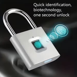 1pc QuickFit USB Fingerprint Padlock - Keyless Biometric Lock for Luggage, Bags, Bikes & Lockers - Fast Recognition